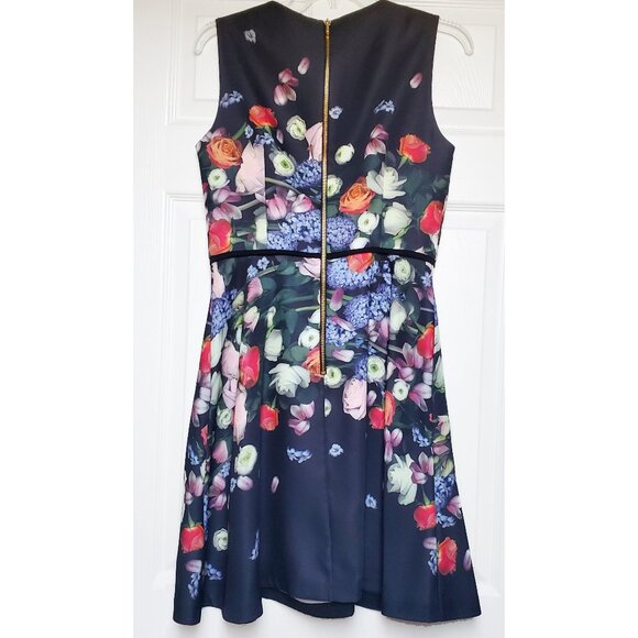 Ted Baker Izobela Kensington Black Floral Dress Size US 6 - Picture 6 of 10